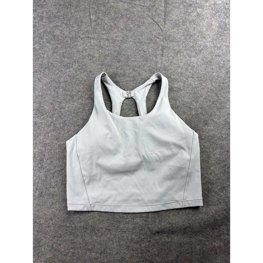 Athleta Women's M Ultimate Longline Bra Light Grey Pilates Yoga Gym Running